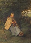 jean-francois millet Woman knitting (san19) oil painting artist